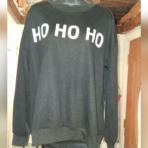 Festive Black Crewneck Sweater with 'HO HO HO' Design